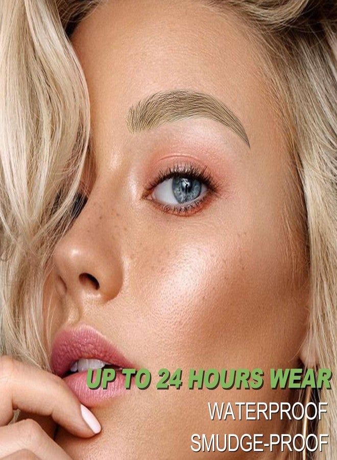 درمود قلم تحديد الحواجب بتقنية الميكروبليدينغ، أقلام حواجب مقاومة للماء للنساء، قلم تحديد الحواجب بلون أشقر طبيعي، قلم سائل دقيق برأس رفيع بأربعة فروع، بني فاتح - Image 4